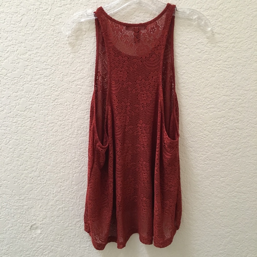 ⚡️2for$20⚡️Burnt orange floral lace tank top - Picture 4 of 4